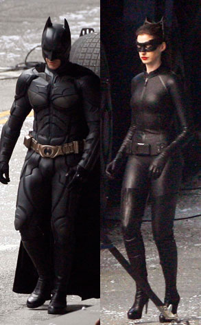 Anne Hathaway Christian Bale Dark Knight Rises Set