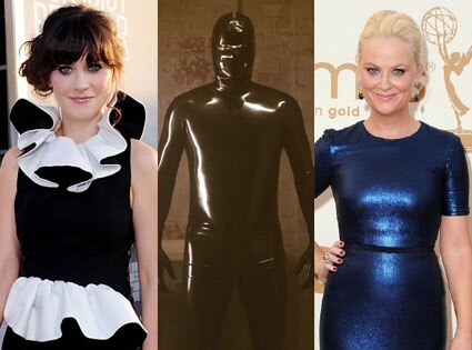 zooey deschanel, amy poehler, rubber man, american horror story