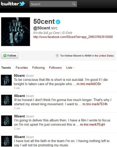 50 Cent, Twitter
