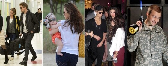 Robert Pattinson, Kristen Stewart, Kourtney Kardashian, Justin Bieber, Selena Gomez, Angus T. Jones