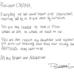 Beyonce, Letter to President