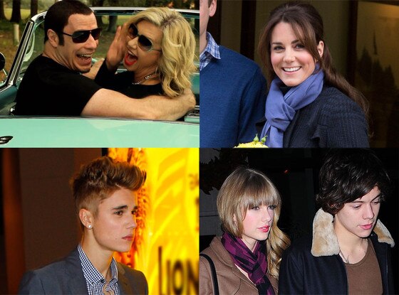 Olivia-Newton John , John Travolta, Justin Bieber, Taylor Swift, Harry Styles, Kate Middleton
