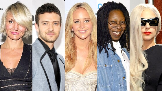 Cameron Diaz, Justin Timberlake, Jennifer Lawrence, Whoopi Goldberg, Lady Gaga