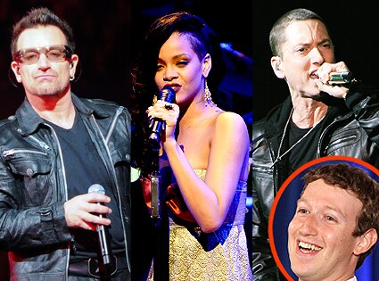 Eminem, Bono, Rihanna, Mark Zuckerberg