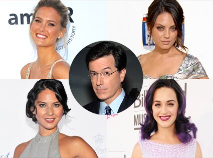 Stephen Colbert, Bar Refaeli, Mila Kunis, Olivia Munn, Katy Perry