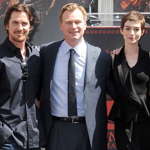 Morgan Freeman, Gary Oldman, Christian Bale, Christopher Nolan, Anne Hathaway, Sir Michael Caine, Joseph Gordon-Levitt