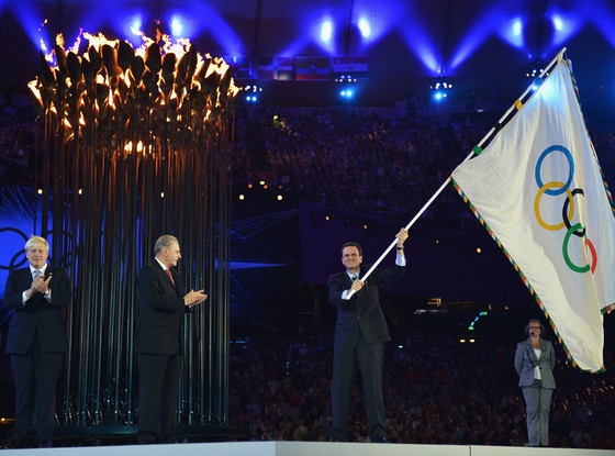 Closing Ceremony London 2012 Olympic Games, Mayor of London, Boris Johnson, IOC President Jacques Rogge, Mayor of Rio de Janeiro, Eduar