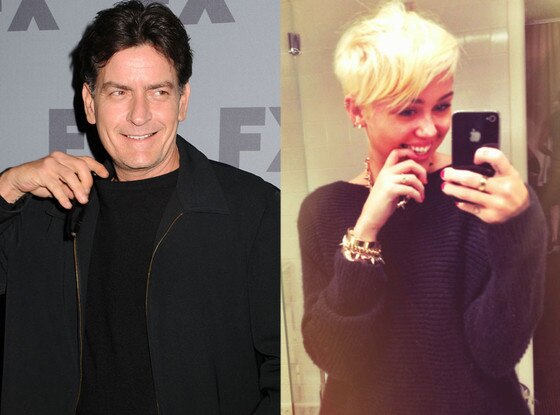 Miley Cyrus Twit Pic, Charlie Sheen