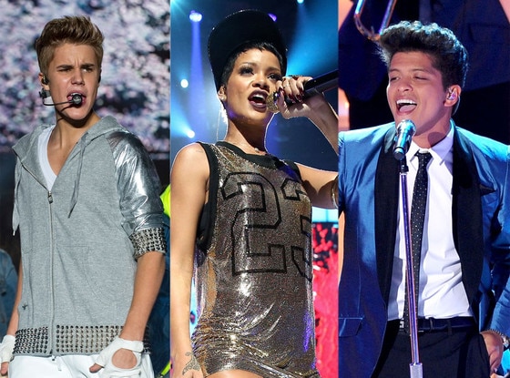 Bruno Mars, Rihanna, Justin Bieber