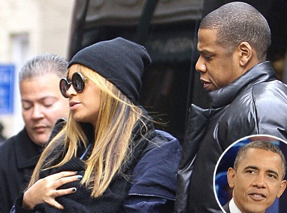 Beyonce, Jay-Z, Blue Ivy, Barack Obama