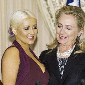 Christina Aguilera y Hilary Clinton