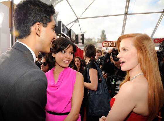 Dev Patel, Freida Pinto, Jessica Chastain, SAG Candid
