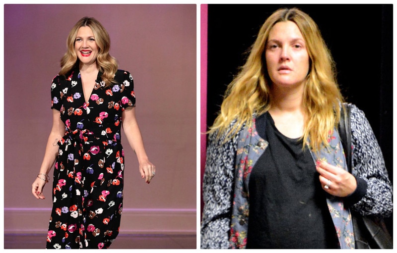 Drew Barrymore grávida sem maquiagem antes depois Drew Barrymore grávida sem maquiagem antes depois