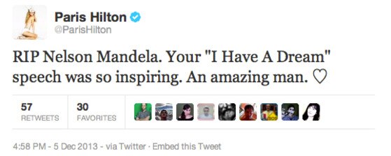 Paris Hilton sobre Nelson Mandela