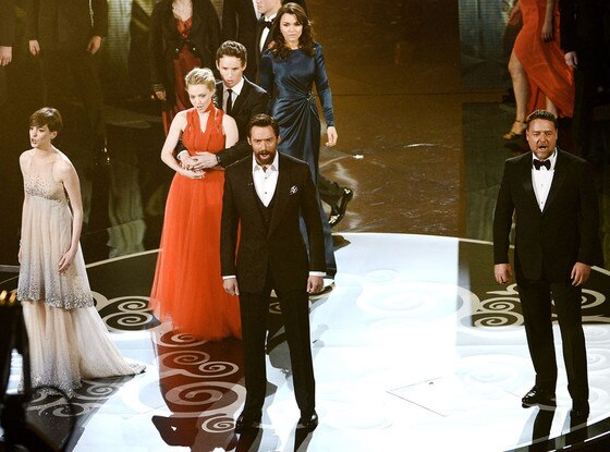 2013 Oscars Show, Les Miserables Cast, Anne Hathaway, Hugh Jackman, Russell Crow, Amanda Seyfried