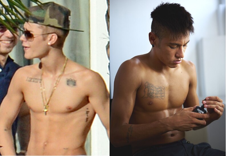 Neymar e Justib Bieber sem camisa!