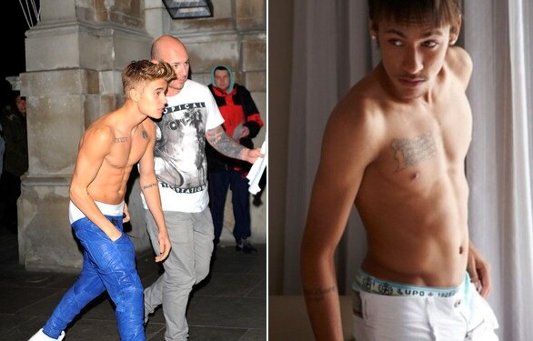 Justin Bieber, Neymar, sem camisa