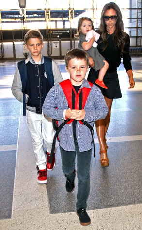 Victoria Beckham, Harper, Romeo, Brooklyn, LAX Victoria Beckham, Harper, Romeo, Brooklyn, LAX