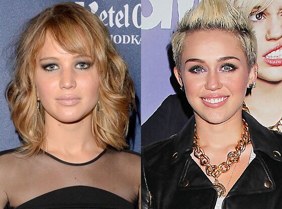 Jennifer Lawrence, Miley Cyrus Jennifer Lawrence, Miley Cyrus