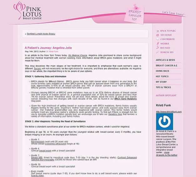 Angelina Jolie, Pink Lotus Breast Center Angelina Jolie, Pink Lotus Breast Center