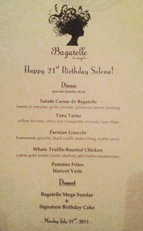 Selena Gomez, Bagatelle Birthday Dinner Selena Gomez, Bagatelle Birthday Dinner