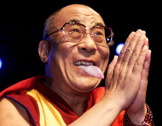 Daili Lama with tongue Daili Lama with tongue