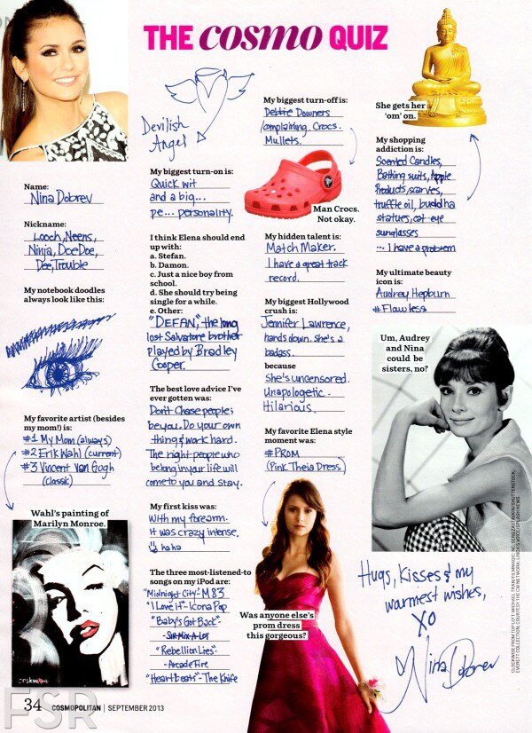 Nina Dobrev, Cosmo Quiz Nina Dobrev, Cosmo Quiz