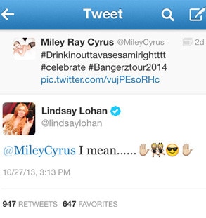 Lindsay Lohan, Miley Cyrus, Twitter