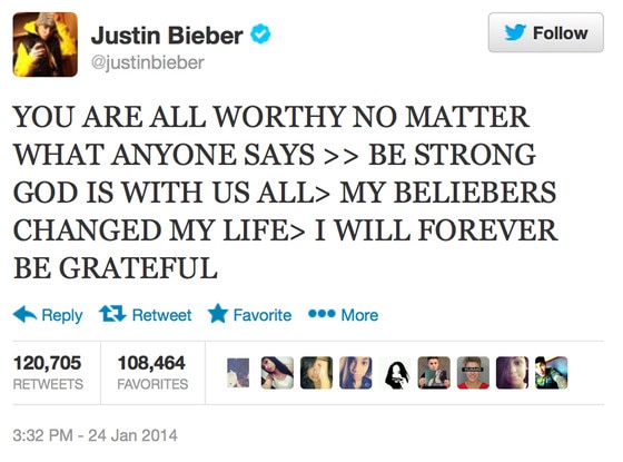 Justin Bieber, Tweet Justin Bieber, Tweet