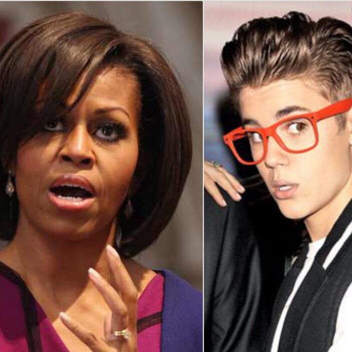 Justin Bieber e Michelle Obama Justin Bieber e Michelle Obama