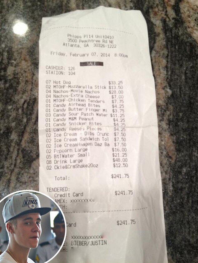 Justin Bieber, Receipt Justin Bieber, Receipt