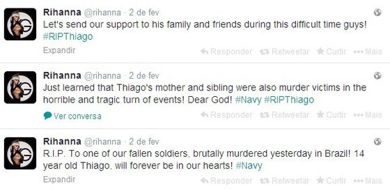 Rihanna ajuda fã brasileiro assassinado Rihanna ajuda fã brasileiro assassinado