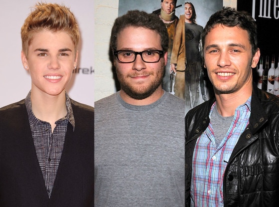 Justin Bieber, Seth Rogen, James Franco Justin Bieber, Seth Rogen, James Franco