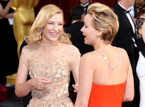 Cate Blanchett, Jennifer Lawrence, Oscars, Candid Cate Blanchett, Jennifer Lawrence, Oscars, Candid