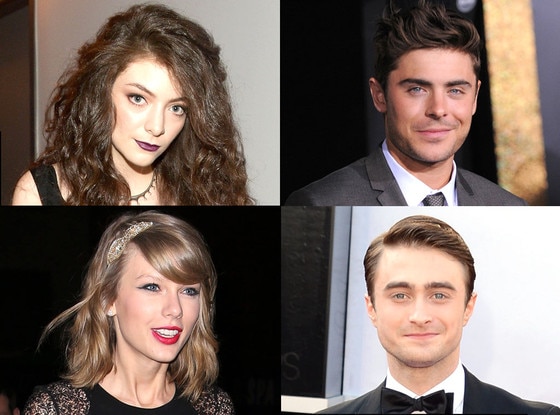 Taylor Swift, Zac Efron, Lorde, Daniel Radcliffe Taylor Swift, Zac Efron, Lorde, Daniel Radcliffe