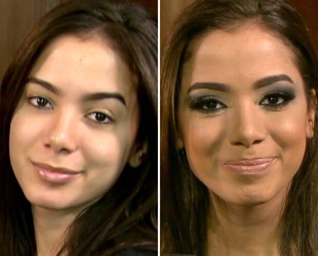 Anitta antes e depois da maquiagem Anitta antes e depois da maquiagem