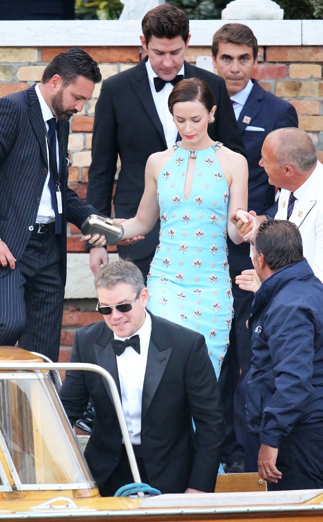 Emily Blunt John Krasinski And Matt Damon From George Clooneys Wedding Weekend Celebrity 3950