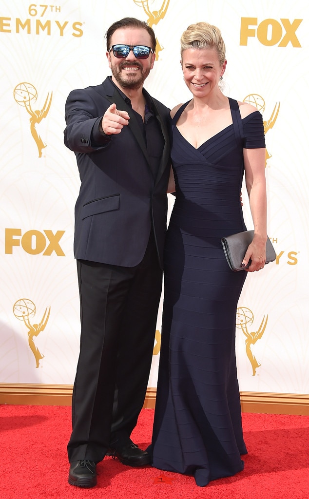 Ricky Gervais & Jane Fallon from 2015 Emmys: Red Carpet Couples | E! News