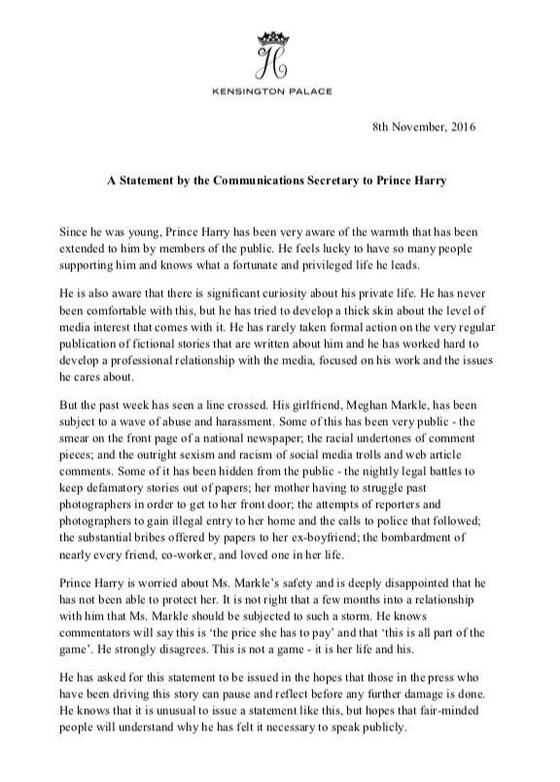Prince Harry, statement Prince Harry, statement