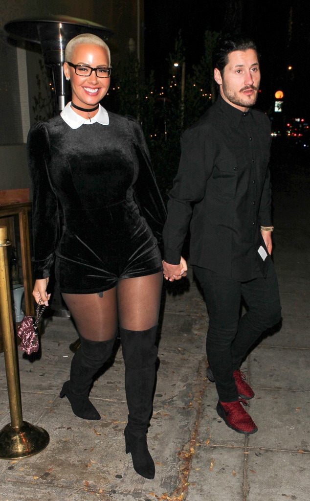 Watch Amber Rose and Val Chmerkovskiy Share a Sweet Smooch When Caught