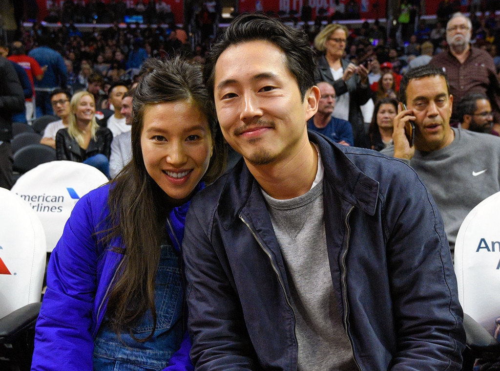 Steven Yeun, Joana Pak, Clippers Game Steven Yeun, Joana Pak, Clippers Game