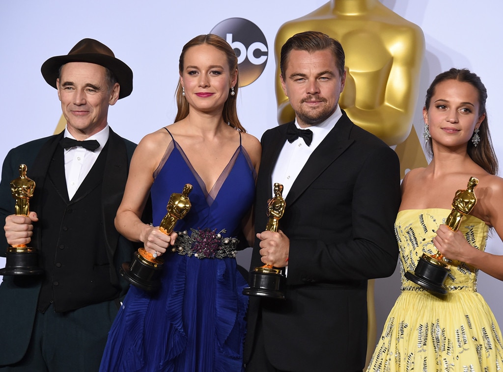 Mark Rylance, Brie Larson, Leonardo DiCaprio, Alicia Vikander, 2016 Oscars, Academy Awards, Winner Mark Rylance, Brie Larson, Leonardo DiCaprio, Alicia Vikander, 2016 Oscars, Academy Awards, Winner