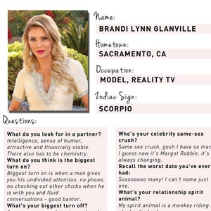 Brandi Glanville, Famously Single Dating Profile