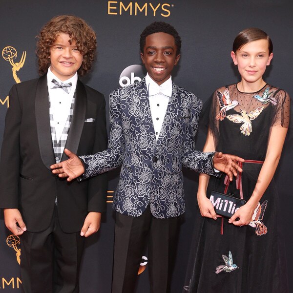Gaten Matarazzo, Caleb McLaughlin, Millie Bobby Brown, 2016 Emmy Awards, Arrivals Gaten Matarazzo, Caleb McLaughlin, Millie Bobby Brown, 2016 Emmy Awards, Arrivals