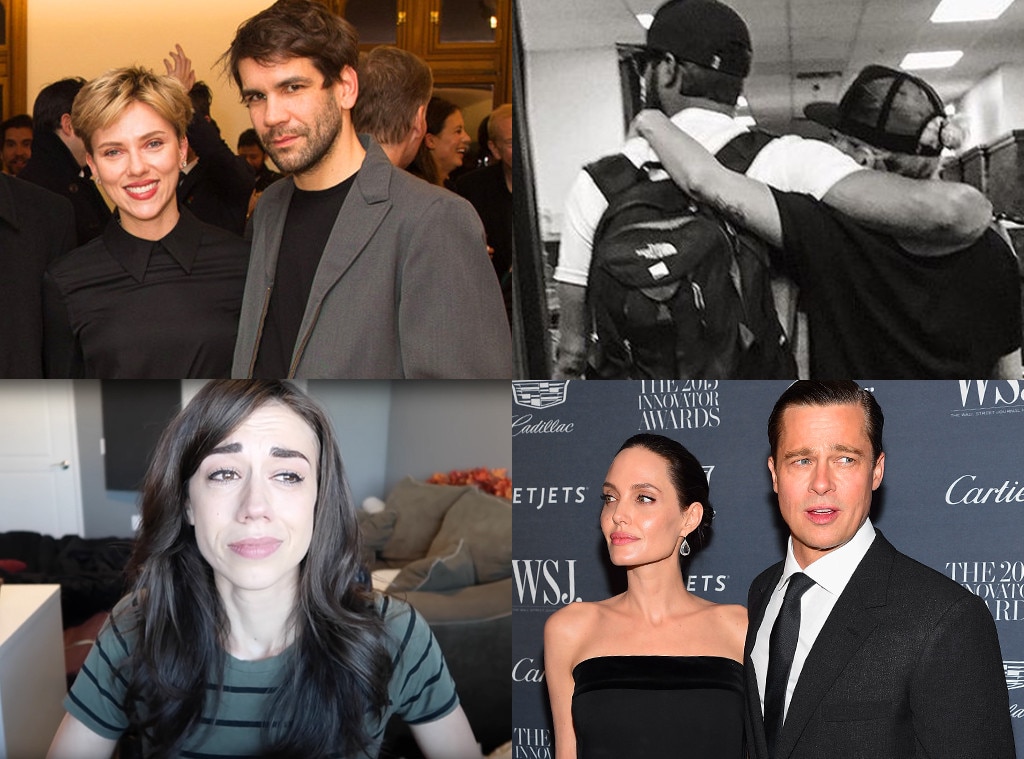 Celebrity Couples, Scarlett Johansson, Romain Dauriac, Brad Pitt, Lady Gaga, Taylor Kinney, Miranda Sings