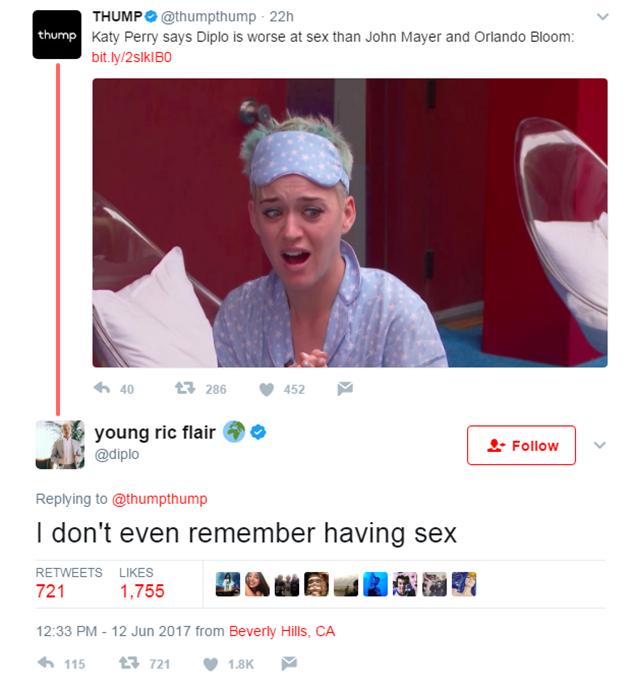 Katy Perry, Diplo, Twitter Katy Perry, Diplo, Twitter