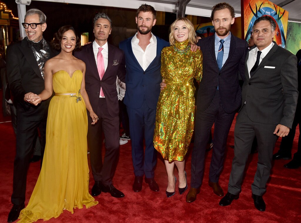 Jeff Goldblum, Tessa Thompson, Director Taika Waititi, Chris Hemsworth, Cate Blanchett, Tom Hiddleston, Mark Ruffalo Jeff Goldblum, Tessa Thompson, Director Taika Waititi, Chris Hemsworth, Cate Blanchett, Tom Hiddleston, Mark Ruffalo