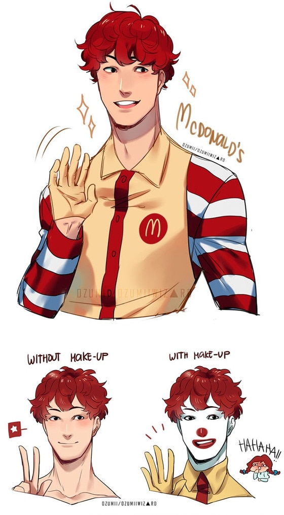 Artista recria mascotes de fast food em anime Artista recria mascotes de fast food em anime