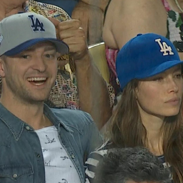 Justin Timberlake and Jessica Biel Cheer on Dodgers at World Series