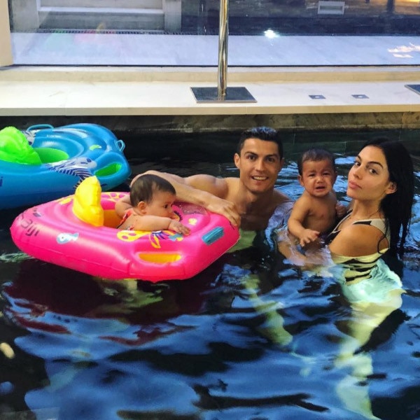 Cristiano Ronaldo, Georgina Rodriguez & Their Twins Have a Pool Day